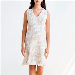 Kinross 100% linen BRUSHSTROKE PRINT DRESS